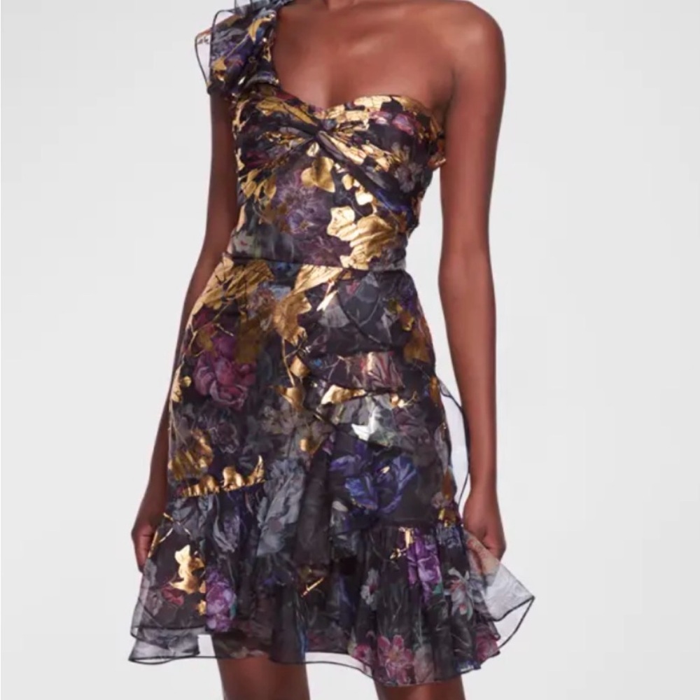 NWT Marchesa Notte One Shoulder Mini Dress size 14